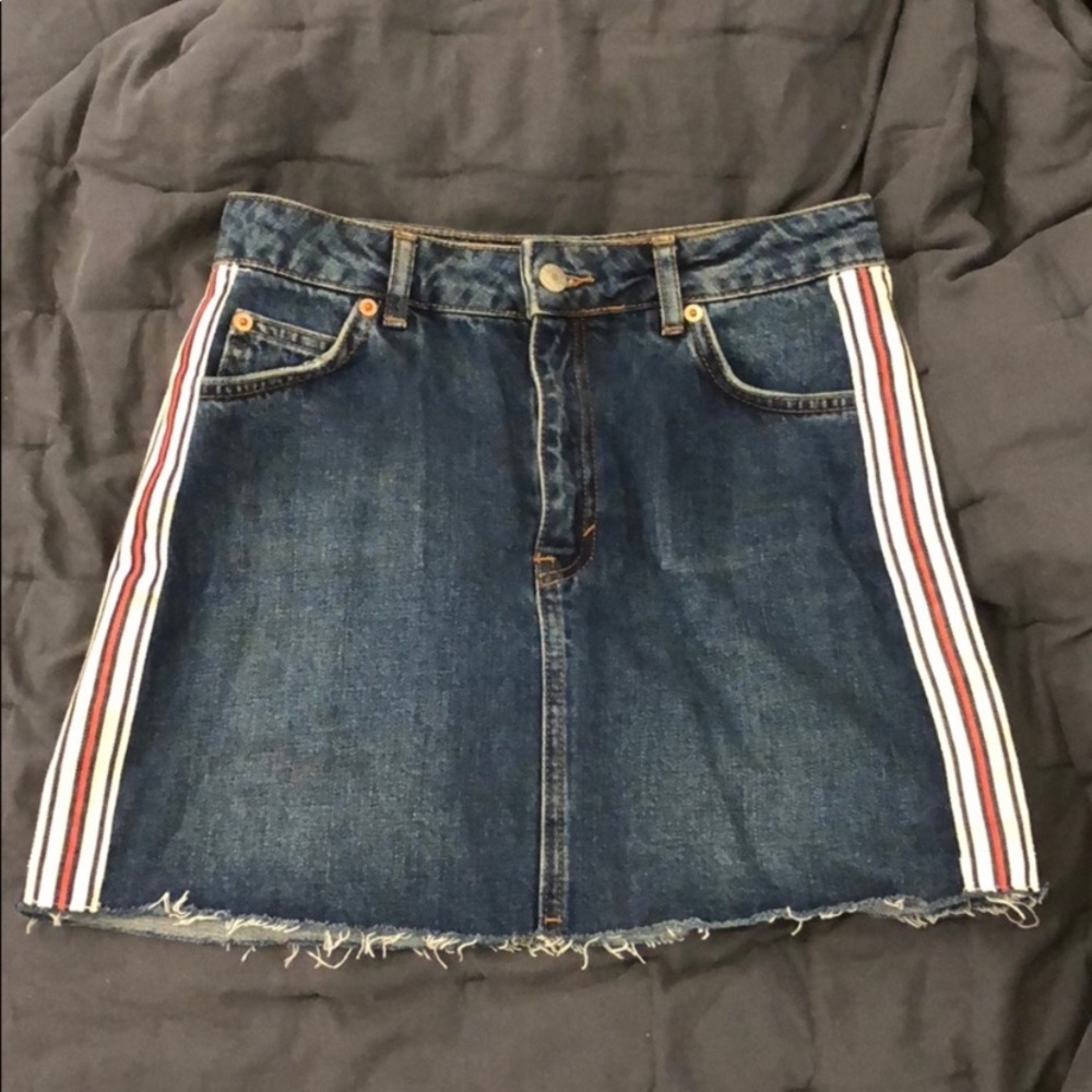 Topshop moto mini skirt with red stripe
